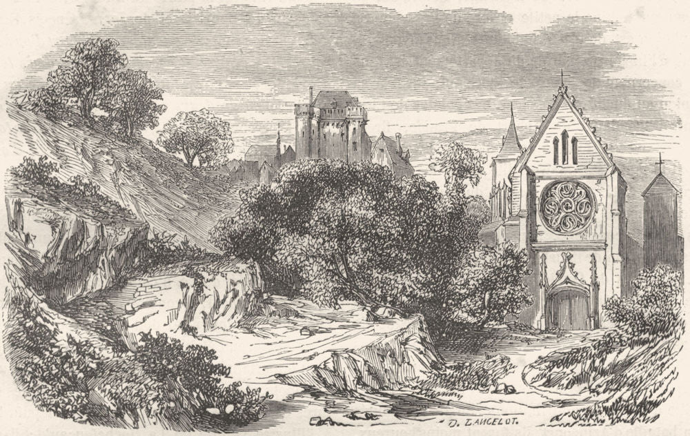OISE. Eglise Chateau de Vez 1882 old antique vintage print picture